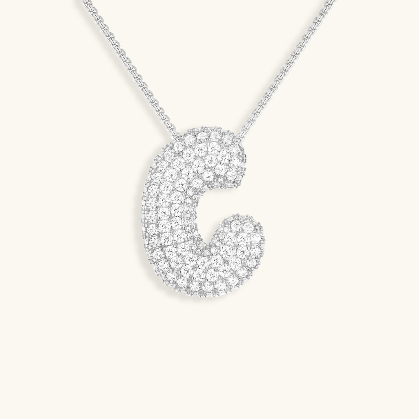 Bubble Initial Diamand Halskette