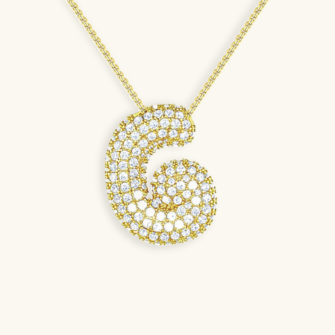 Bubble Initial Diamand Halskette