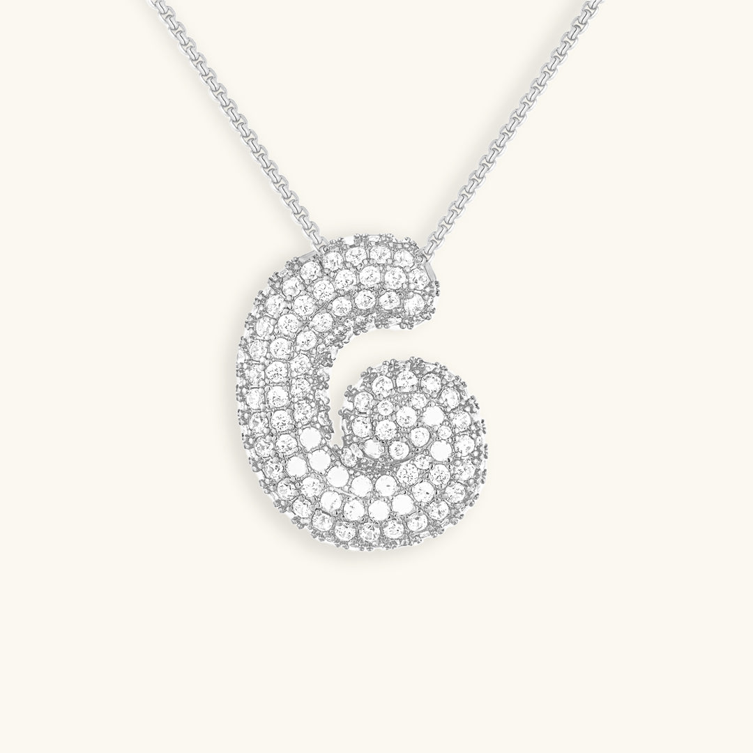 Bubble Initial Diamand Halskette
