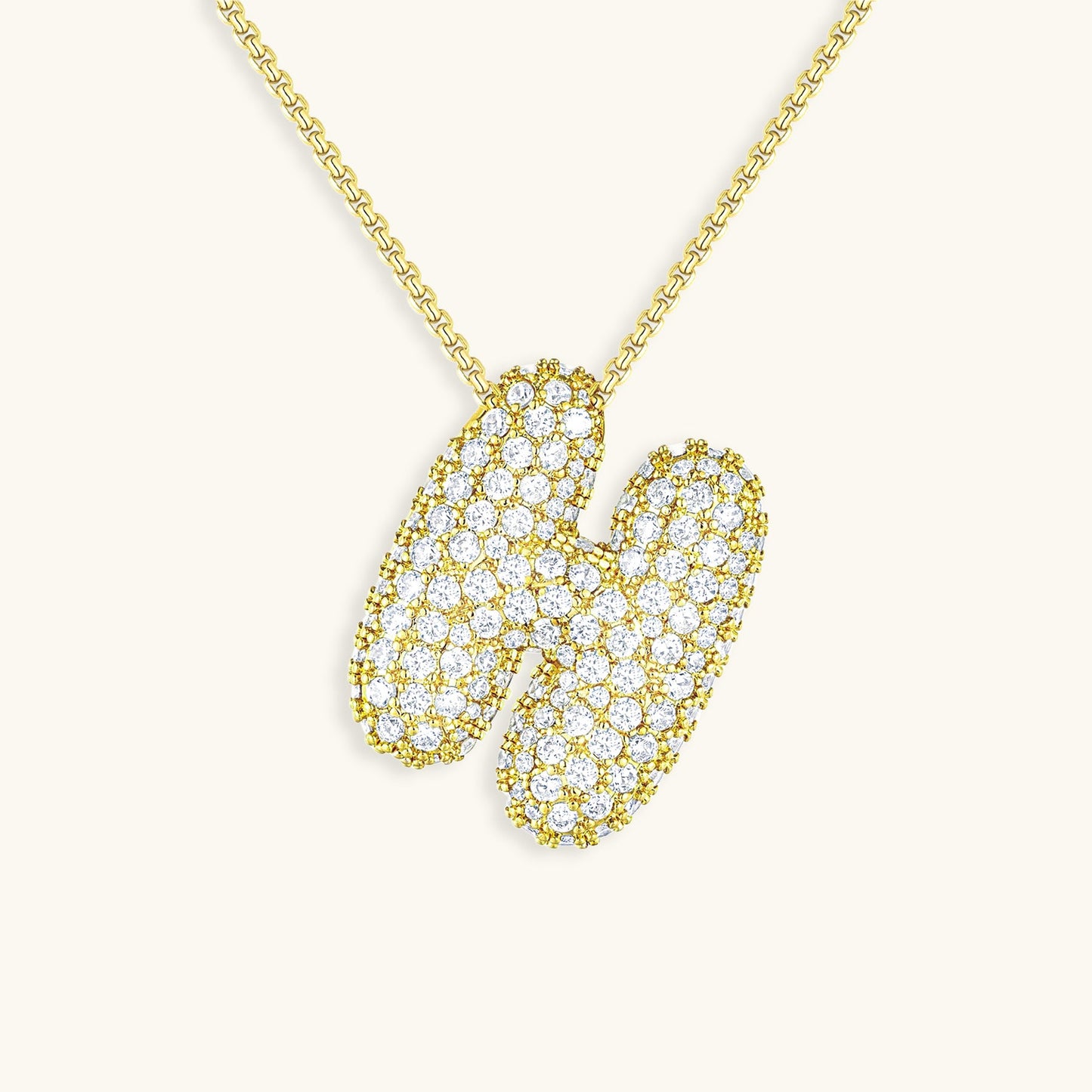 Bubble Initial Diamand Halskette