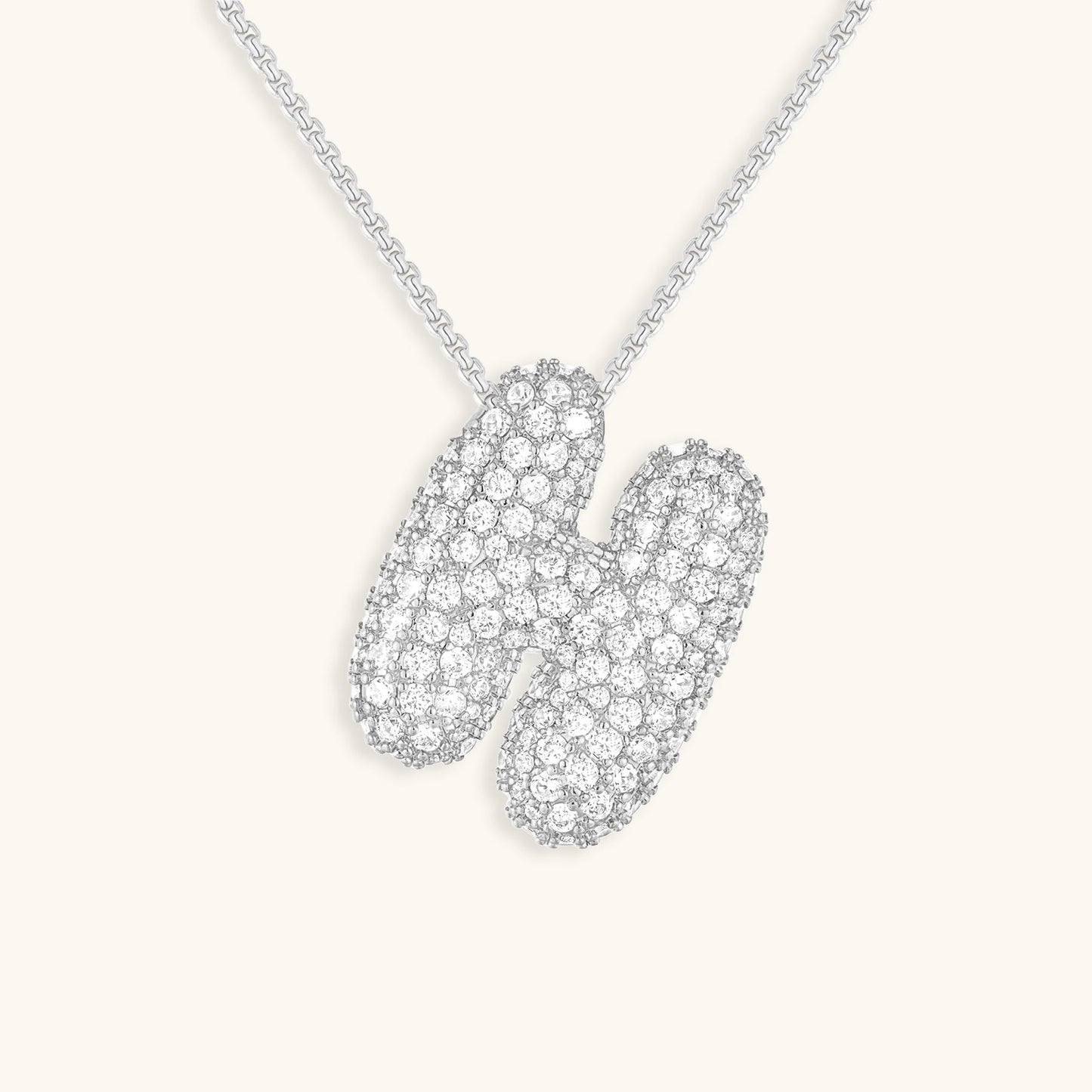 Bubble Initial Diamand Halskette