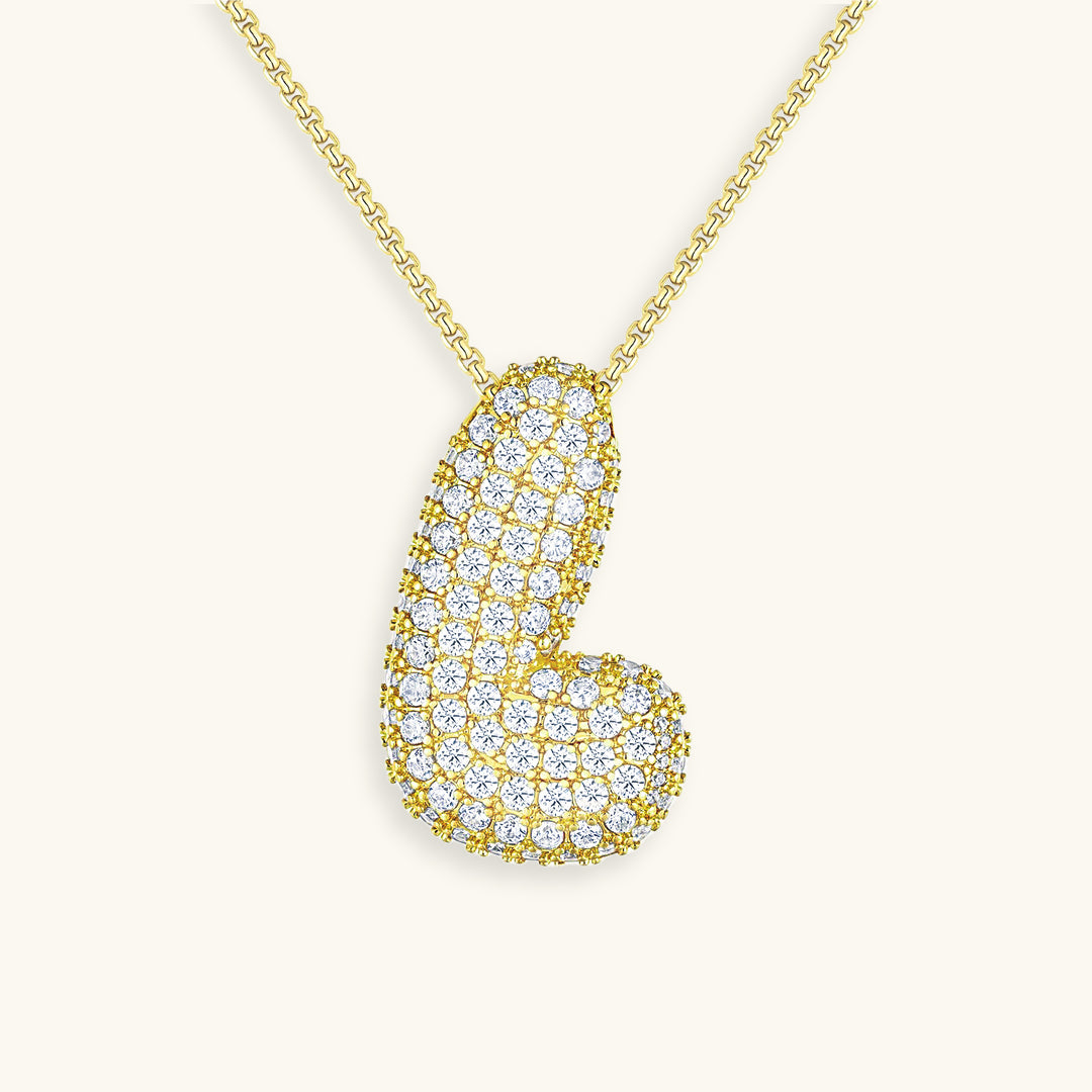 Bubble Initial Diamand Halskette