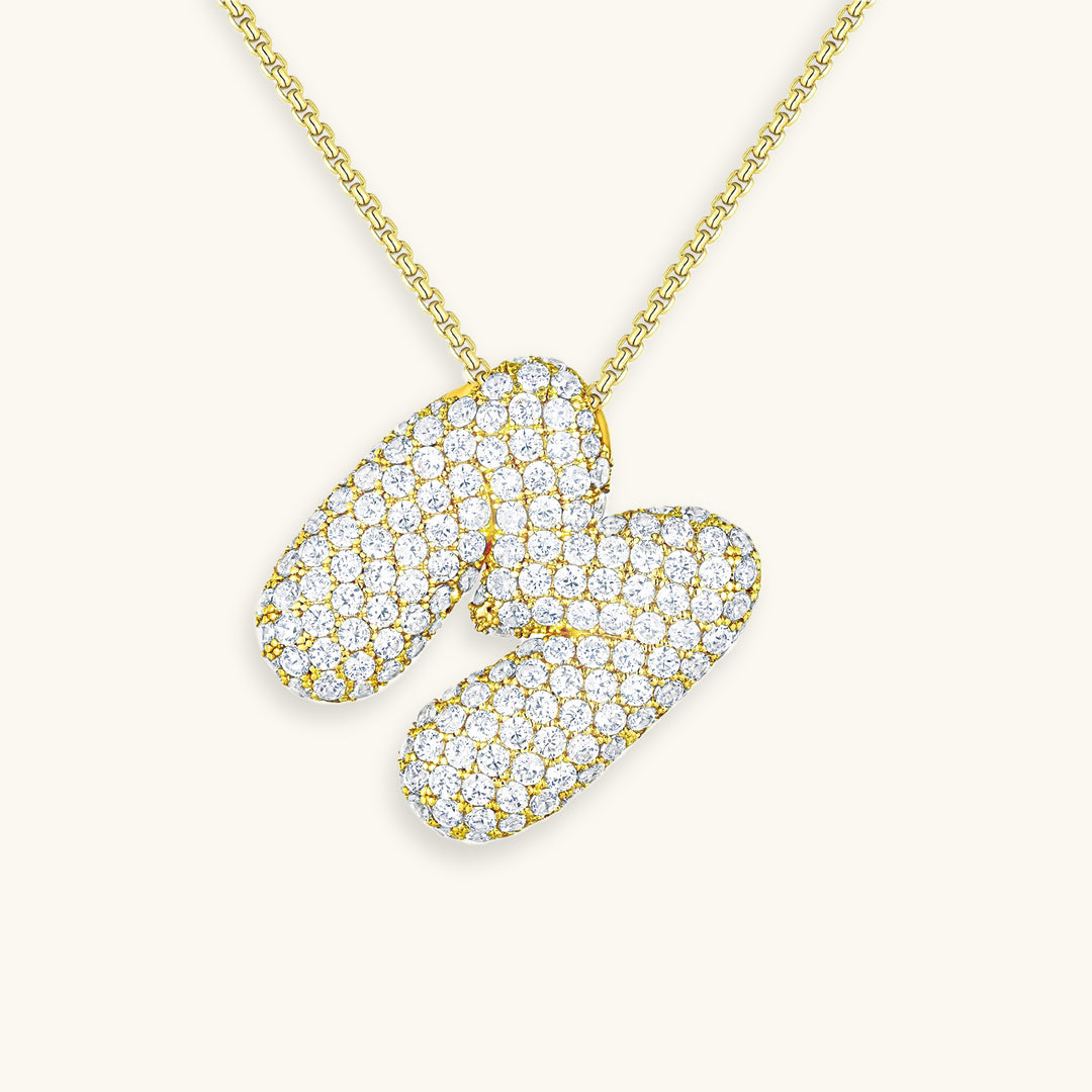 Bubble Initial Diamand Halskette