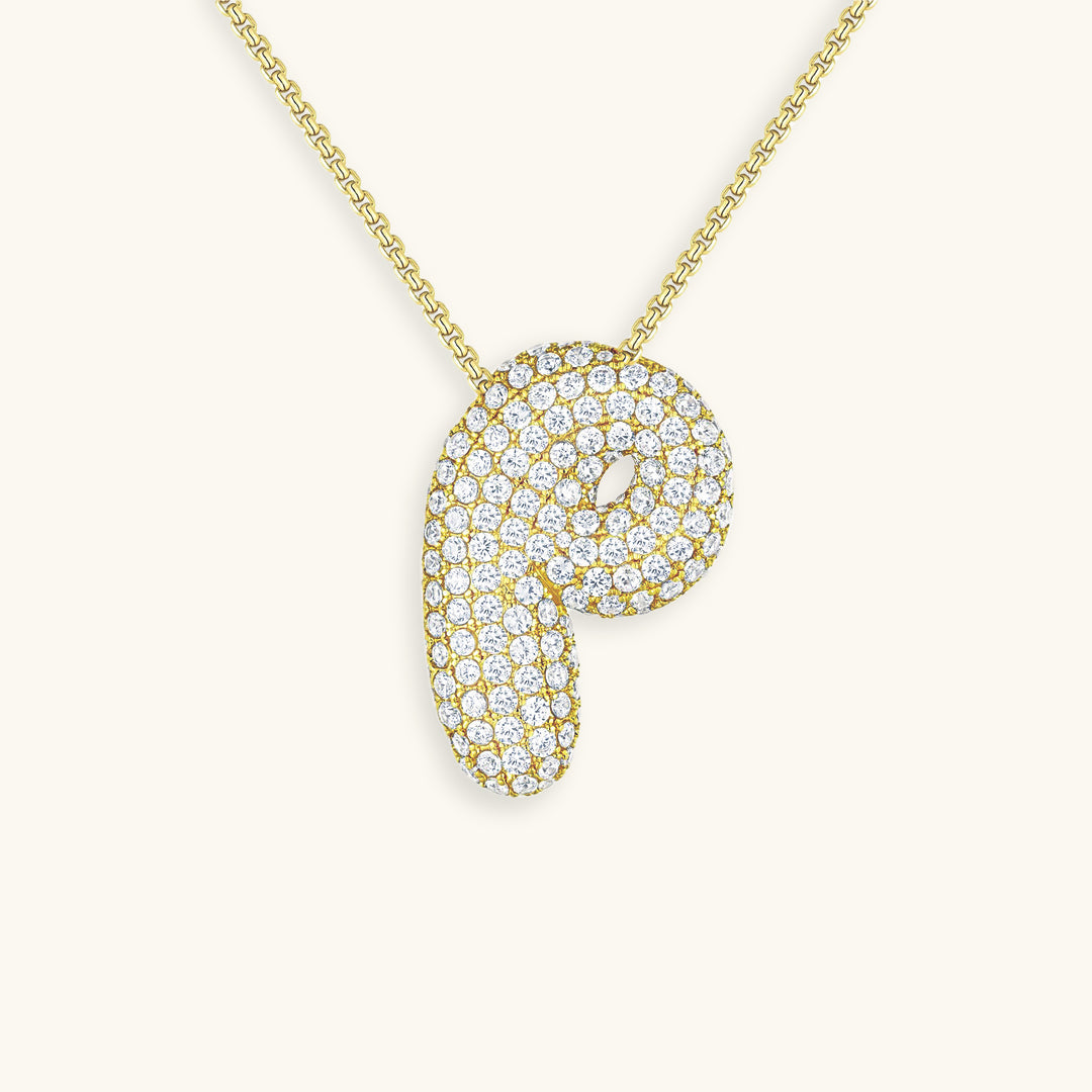 Bubble Initial Diamand Halskette