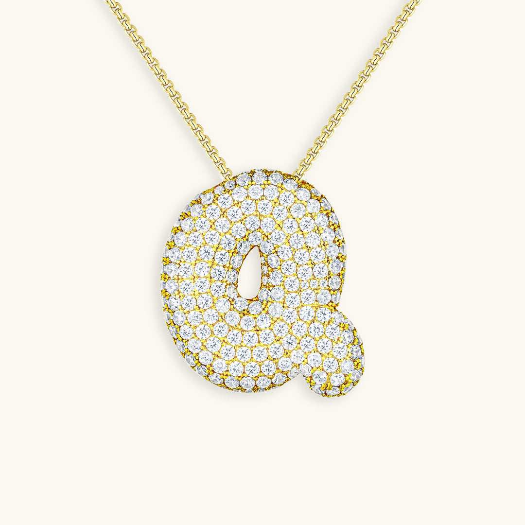 Bubble Initial Diamand Halskette