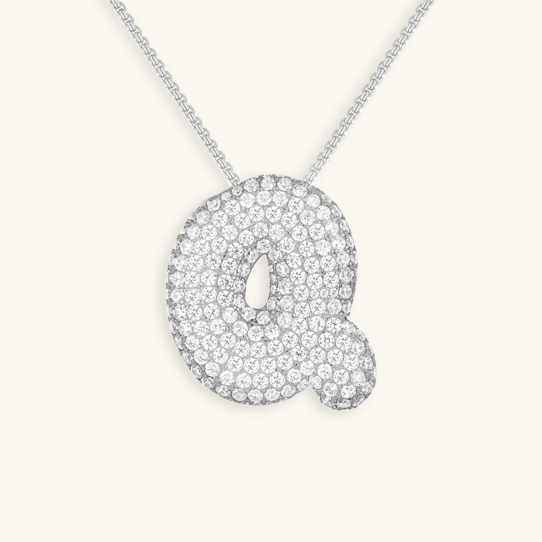 Bubble Initial Diamand Halskette