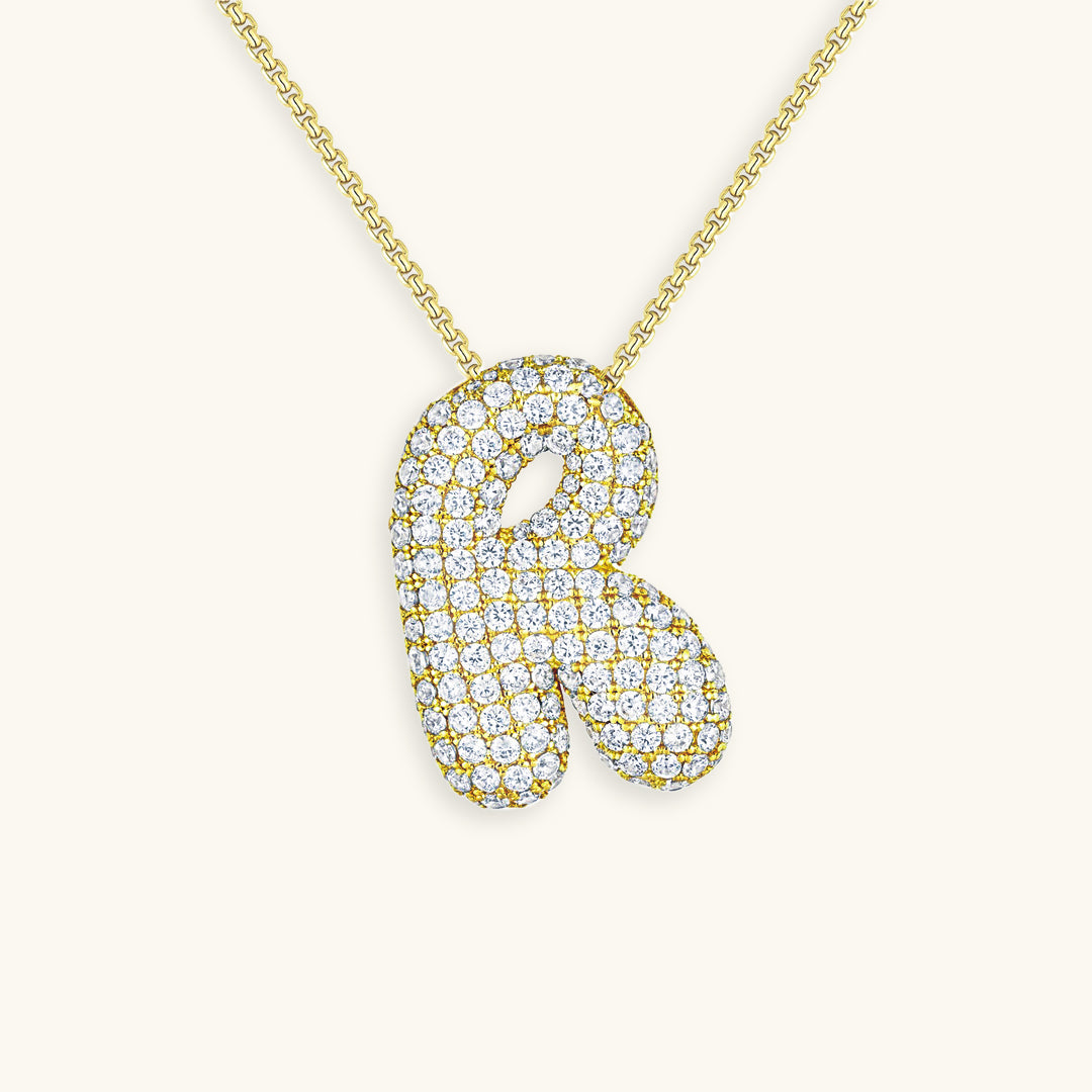 Bubble Initial Diamand Halskette
