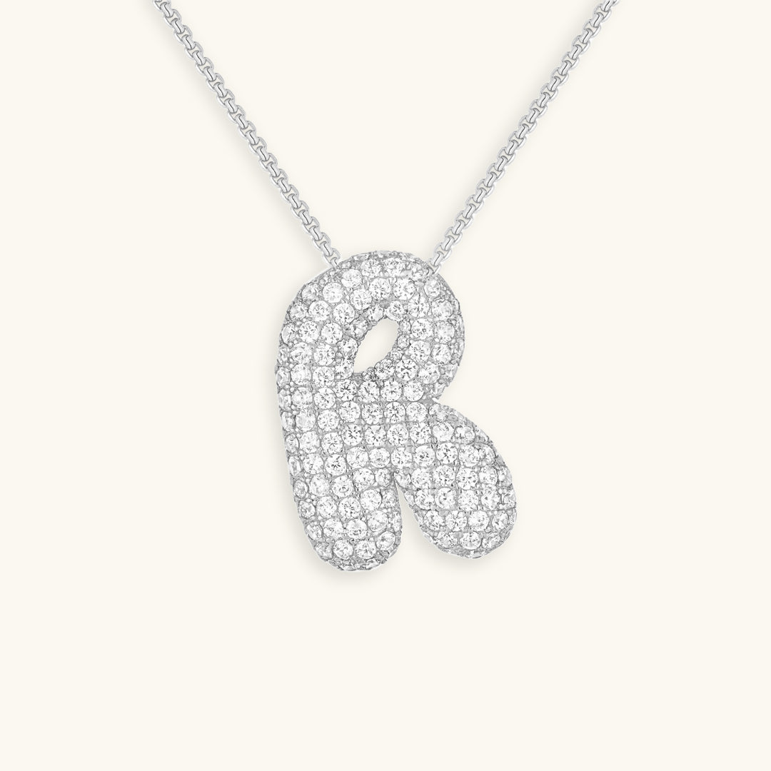 Bubble Initial Diamand Halskette