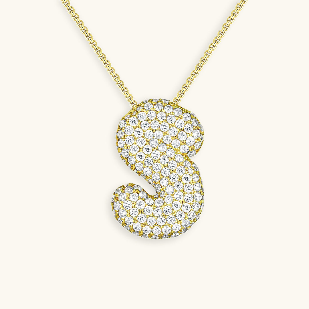 Bubble Initial Diamand Halskette