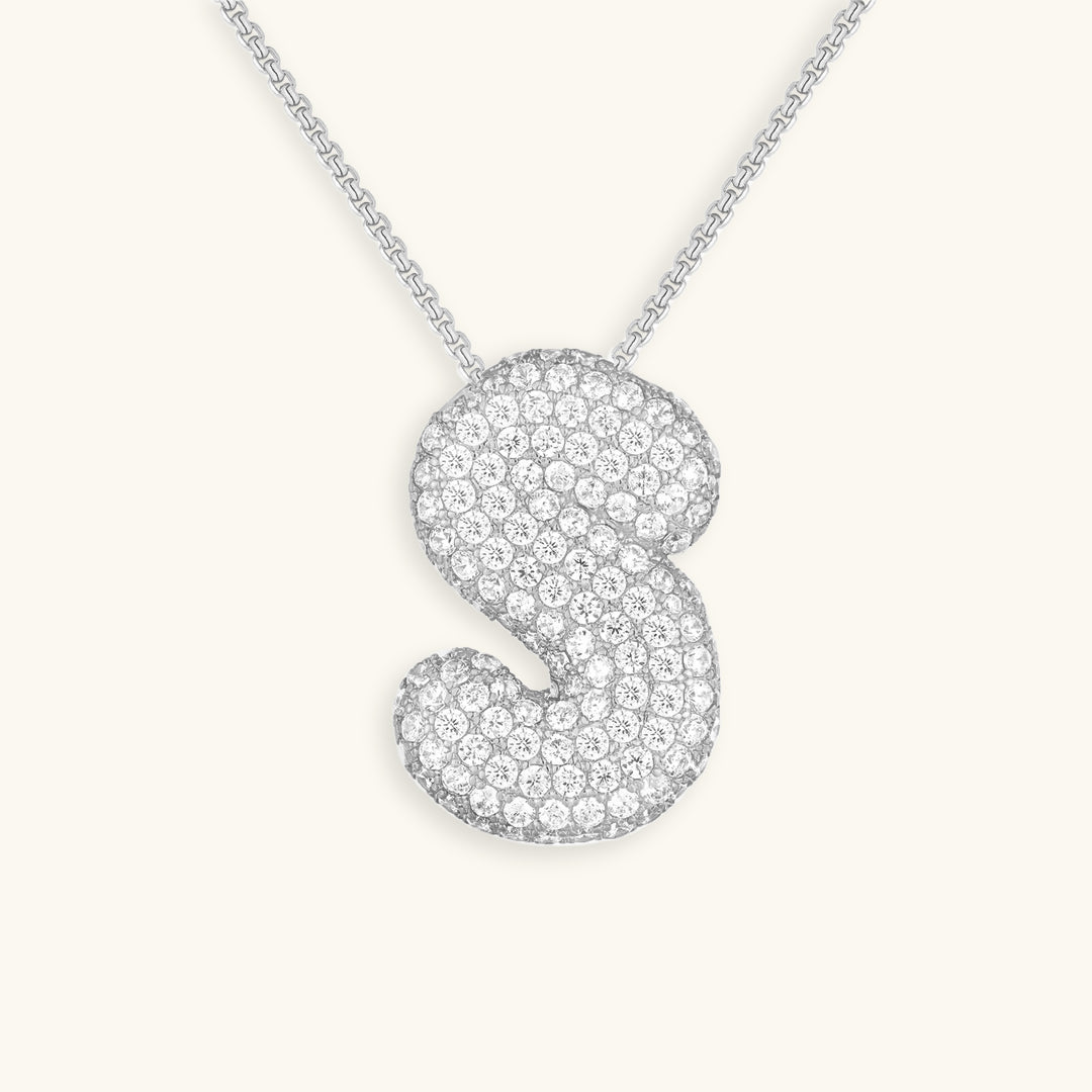 Bubble Initial Diamand Halskette