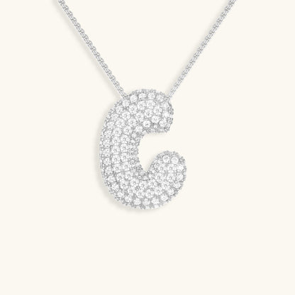 Bubble Initial Diamand Halskette