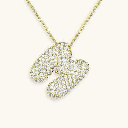 Bubble Initial Diamand Halskette