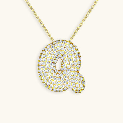 Bubble Initial Diamand Halskette