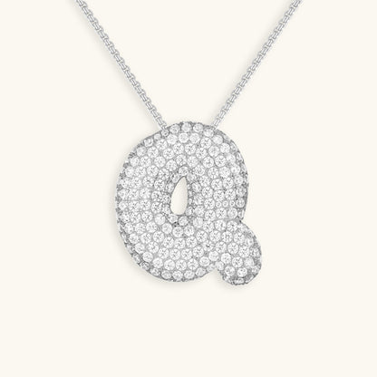Bubble Initial Diamand Halskette