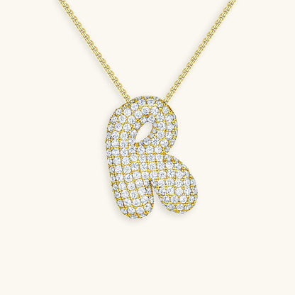 Bubble Initial Diamand Halskette