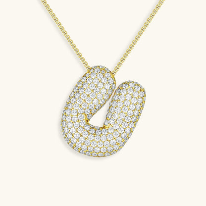 Bubble Initial Diamand Halskette